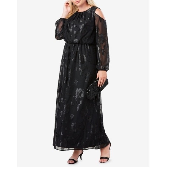 Jessica London Dresses & Skirts - Jessica London Burnout Cold Shoulder Maxi 12W